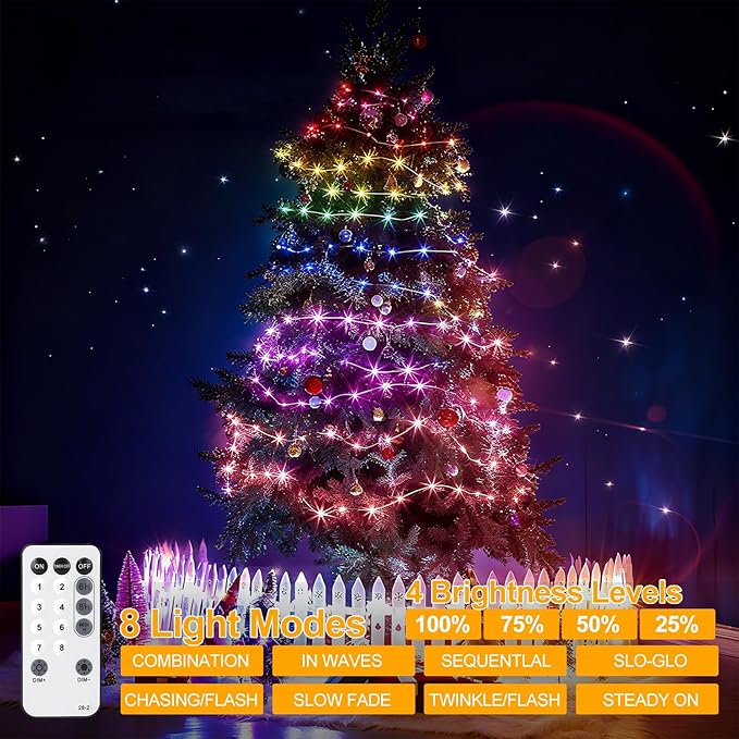 OGORI 200FT 800LED Fairy Lights Outdoor, Multicolor Fairy String Lights 8 Modes Remote & Timer, IP67 Waterproof Fairy Tree Lights for Bedroom, Wedding, DIY, Centerpiece, Christmas Decorations