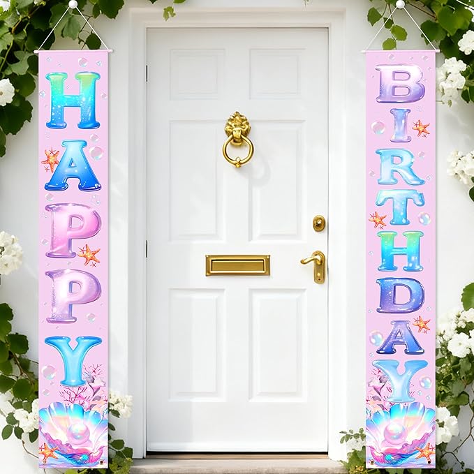 Birthday Decorations Banner, Happy Birthday Door Sign for Men Women Boys Girls Ideal Birthday Decorations Party Supplies Outdoor Indoor 72 x 12 Inch