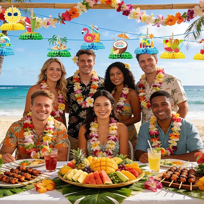 Luau Party Decorations 9 Pcs Hawaiian Table Centerpieces, Tropical Party Decorations Table Toppers Set, Tiki Bar Decor for Birthday Theme Party Supplies