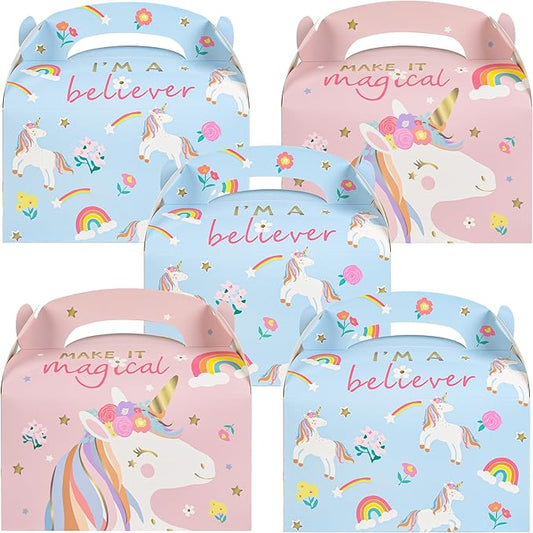 DjinnGlory 36 Pack Unicorn Party Favor Treat Boxes, Small Paper Gift Boxes for Baby Shower, Birthday, Christmas Party Supplies Decoration, Gable Boxes for Small Business 6.18 x 3.58 x 3.38 Inches