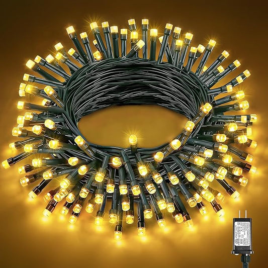 40FT 120 LED Christmas String Lights, Warm White Christmas Lights Outdoor with 8 Modes & Waterproof, Connectable Plug in Christmas Tree Lights for Indoor Bedroom Yard Holiday Decorations