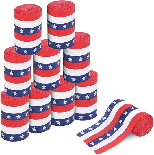 Tlswshsy 12 Rolls Patriotic Crepe Paper Streamers, 393 ft Red White Blue Crepe Rolls, Independence Day Paper Streamer Decoration for 4th of July Memorial Day American Theme Party Decor DIY Crafts
