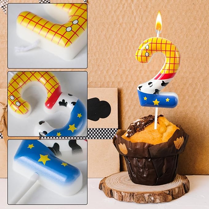 Toys Inspired Game Birthday Number Candles, Cartoon Story Number Candles, Cartoon Cake Decorations, Birthday Decoration Supplies, Suitable for Boys and Girls Party Celebrations (2)