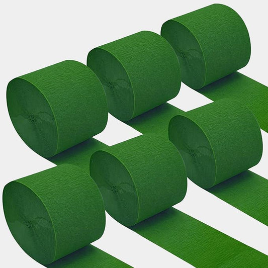 Oun Nana Dark Green Crepe Paper Streamers Party Decorations, 6 Rolls 738 Ft Party Streamers for Birthday, Baby Shower, Wedding, Graduation, Backdrops, Ceilings and DIY Crafts