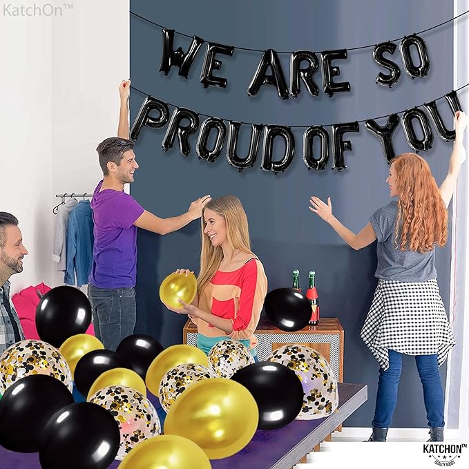 KatchOn, Black We Are So Proud of You Balloons - 16 Inch, Pack of 16 | Proud Of You Balloon for Graduation Decorations 2026, Graduation Balloons, 2026 Graduation Decorations