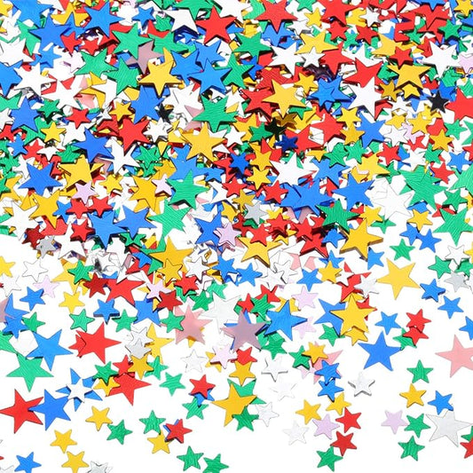 Hestya Star Confetti Glitter Table Confetti Metallic Foil Stars for Graduation Wedding Birthday Party Decorations(Multicolor,10mm and 6mm,60g)
