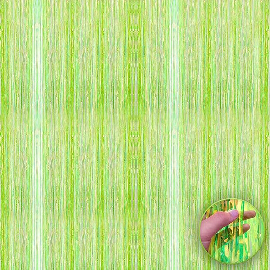 KatchOn, Neon Green Fringe Curtain | Lime Green Streamers for Margs and Matrimony Bachelorette Decorations | Lime Green Tinsel Backdrop for Dinosaur, Glow Party, Summer Party Decorations