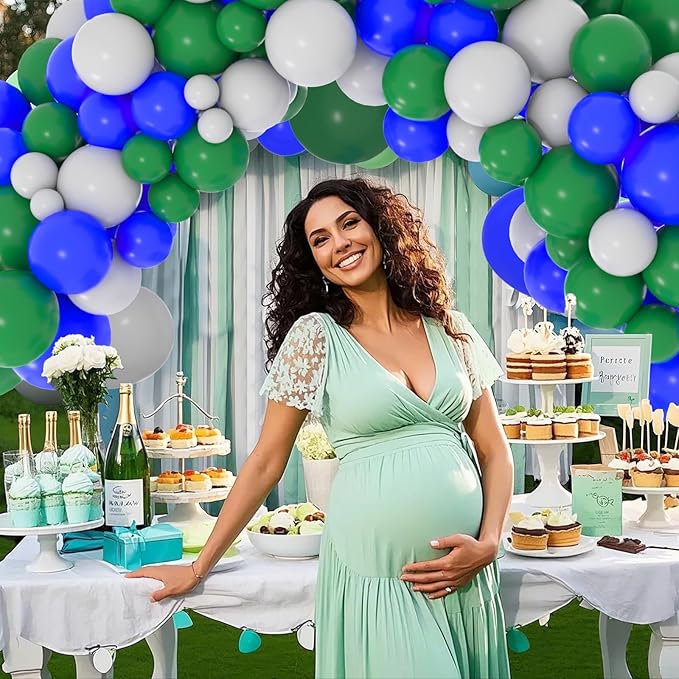 Blue Green Balloon Garland Arch Kit - Dark Green Blue Balloon Arch Dark Green Balloons Gray Balloons for Earth Golf Jungle Safari Birthday Wedding Baby Shower Graduation Party Decorations