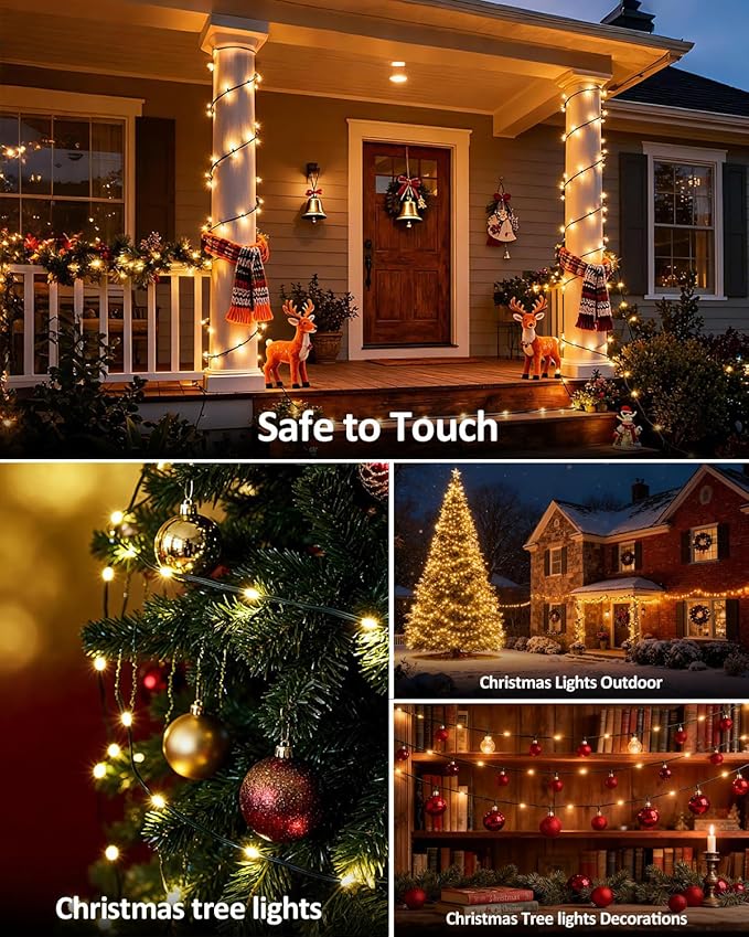 Outdoor String Lights, 328FT 1000 LED Fairy Lights, IP65 Waterproof Outside with Remote, 8 Lighting Modes Dimmable Timer Hanging LED Lamp for Camping Garden Patio Christmas Decor Yard Fence Tree
