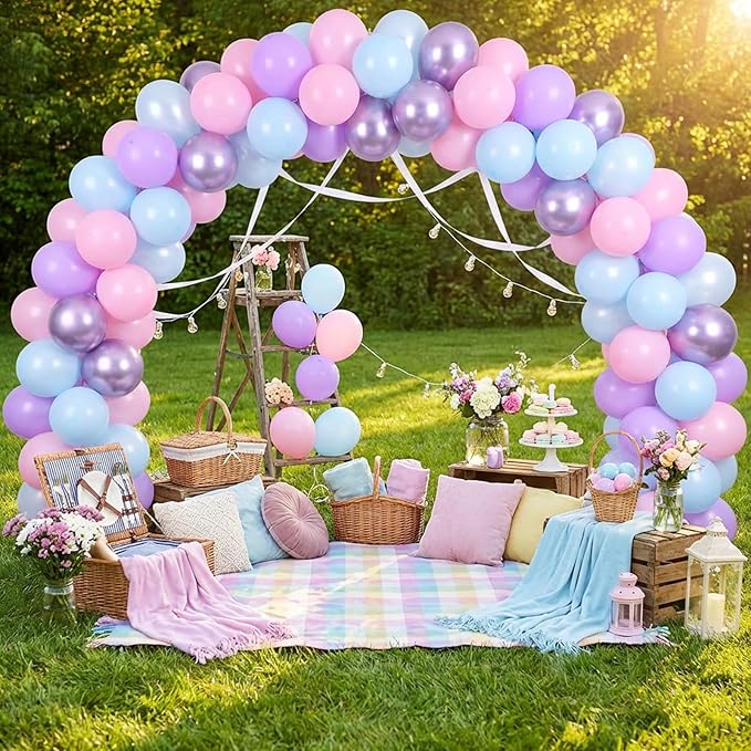 RUBFAC Pink Purple Blue Balloons, Iridescent Party Balloons, 12 Inch Pastel Birthday Balloon for Girls Snowflake Princess Birthday Baby Shower Party Decoration
