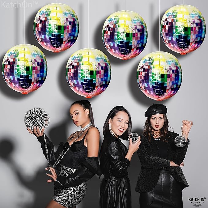 KatchOn, Large Disco Ball Balloons - 22 Inch, Pack of 6 | Disco Balloons for 80's Party Decorations Bachelorette Decorations 90's Theme 70's Theme Party Decor Disco Party Decor Prom Decorations 2026