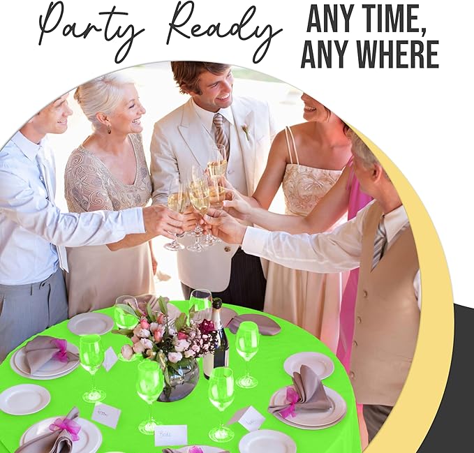 Exquisite 66% Thicker Premium Lime Green Round Tablecloth 0.5 Mil 12 Pack Plastic Table Cloth Disposable 84 Inch Round Plastic Tablecloth Won't Tear Easily Like Cheap Thin Brands