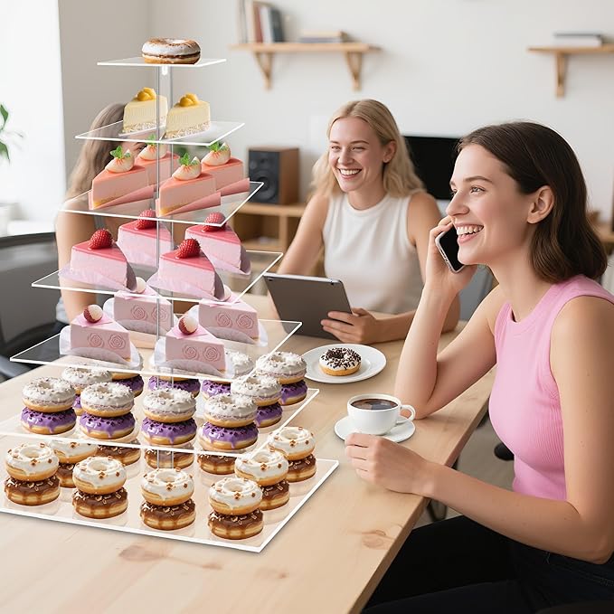 7 Tier Cupcake Stand, Square Cupcake Tower for 160 Cupcakes, Acrylic Cupcake Display Stand for Dessert Table