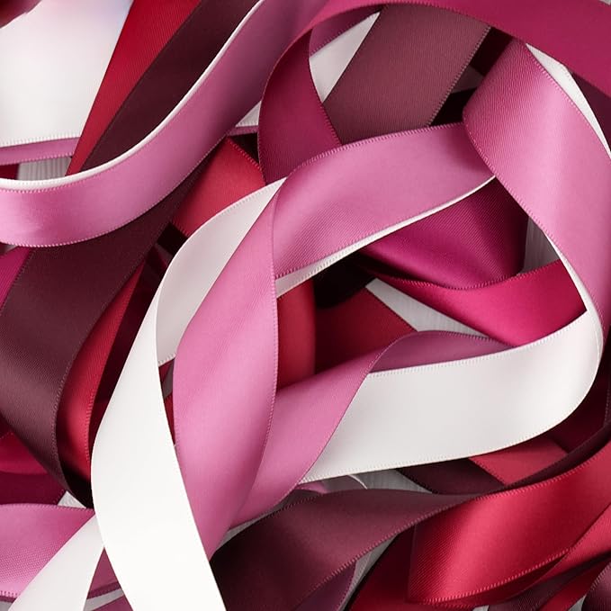 MAYREEL Burgundy Satin Ribbon 1 Inch Dark Red Maroon Ribbon for Gift Wrapping Crafts Wedding Bridal Shower Party Christmas Tree Decorations 6 Rolls 10 Yards Each Color Total 60 Yards