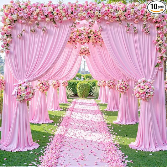 50ft x 10ft Wrinkle Free Pink Wedding Backdrop Curtains for Party Bridal Shower Reception Decorations Pink Fabric Curtain Backdrops Drapes for Photography Baby Shower Birthday Background