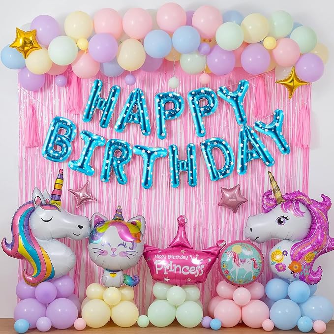 CANREVEL Happy Birthday Banner 13pcs 16 Inch Mylar Foil Letters Balloons Birthday Party Decorations for Kids and Adults - 3D Blue Star