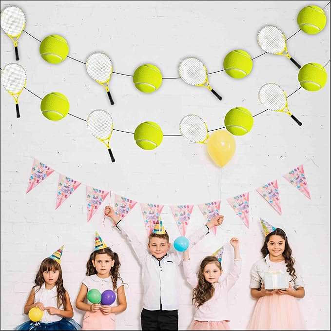 Tennis Garland Decoration – Sports Theme Birthday Party Supplies – Green & Yellow Tennis Ball Banner for Adults – Tennis Party Décor for Birthday, Sports Events, Celebrations & Team Gatherings