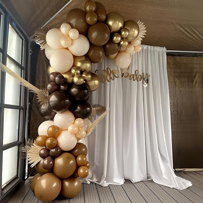 HILAVO Brown Balloon Arch Kit 18 in Clear Balloons Shades of Brown Cream Dark Coffee Nude Beige Champagne Gold Confetti Balloons for Thanksgiving Fall Boho Cow Rodeo Baby Shower Birthday Party Decor
