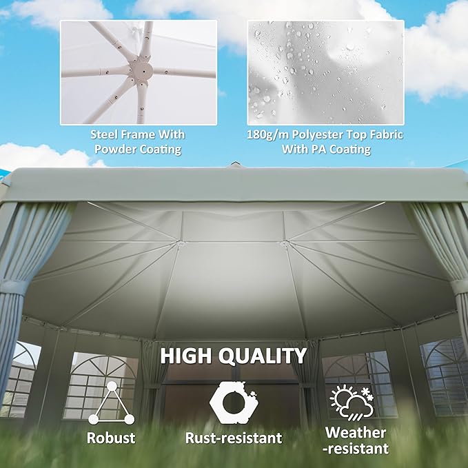 Outsunny 29 x 21 ft Party Tent, Outdoor Wedding Tent with Sidewalls, 2 Doors and 8 Windows for Party, White