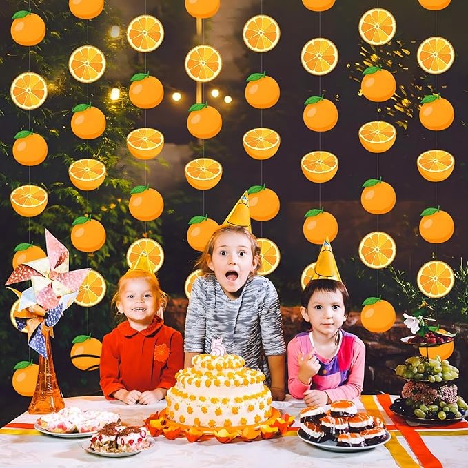 Daifunli 8 Pcs Orange Party Decorations Citrus Slice Birthday Hanging Garlands Banner Tangerine Paper Cutouts Streamer for Little Cutie Orange Baby Shower Wall Ceiling Spritz Decor Supplies