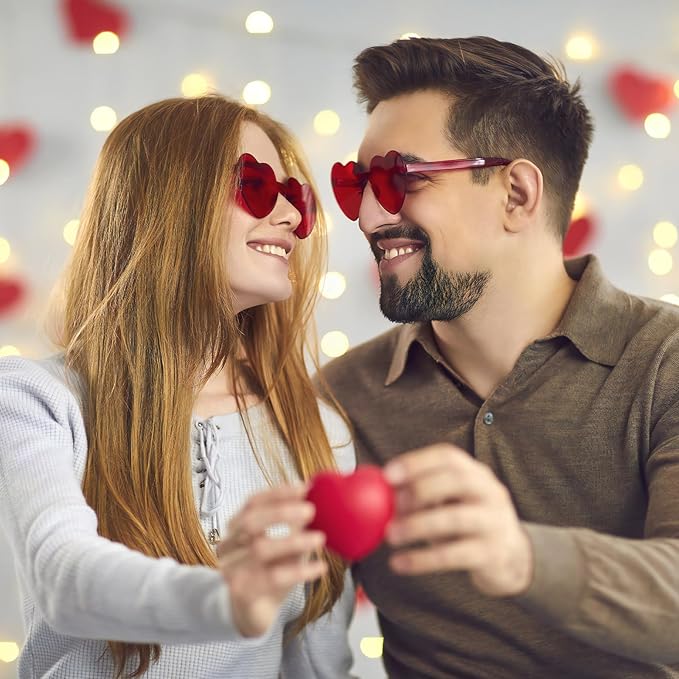 14/42 Pack Heart Sunglasses for Women, Fun Cute Rimless Transparent Candy Color Heart Glasses Party Favors
