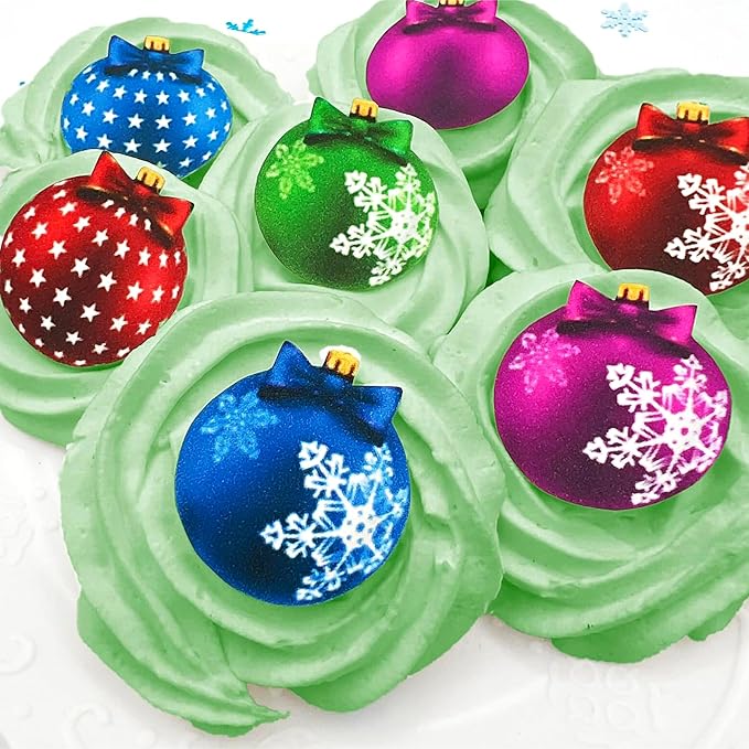 Sugar Robot Edible Wafer Paper Christmas Ornaments - Edible Cake Decorations - Cupcake Toppers - Cake Topper - Premium Crafted in USA - 24 Pcs Pack