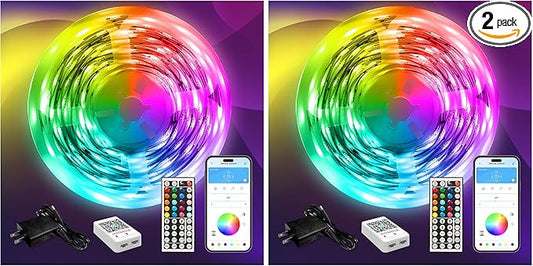 DAYBETTER LED Strip Lights 110ft, Smart Lighting Strips with App Remote Control, RGB Music Sync Color Changing Lights for Bedroom Kitchen Party Home Decor(1 Roll) (Pack of 2)