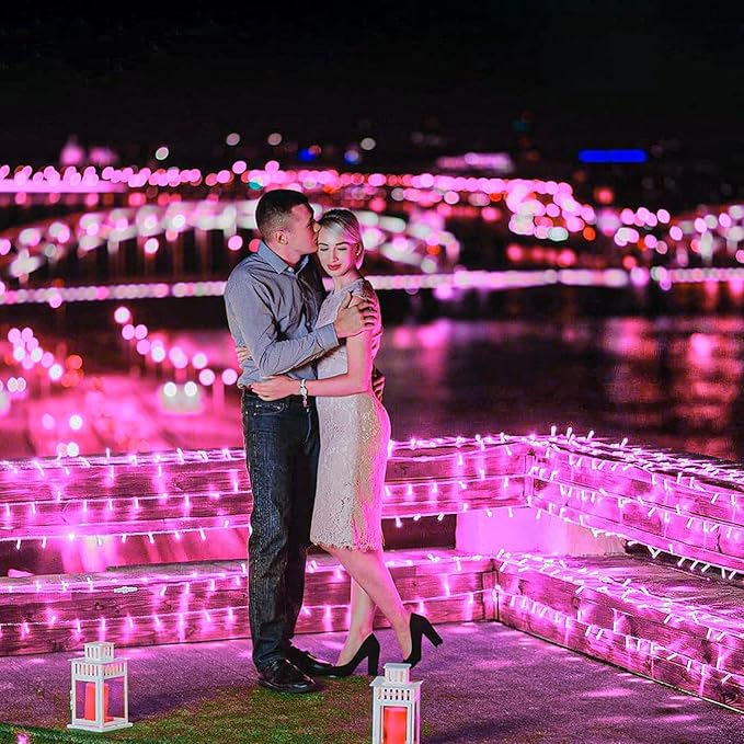 82 FT 250 LED Pink String Lights Indoor, Pink Valentines Day Lights with 8 Modes Clear Wire Waterproof, Plug in Fairy Lights for Bedroom Valentines Day Wedding Holiday Party Tree Decorations