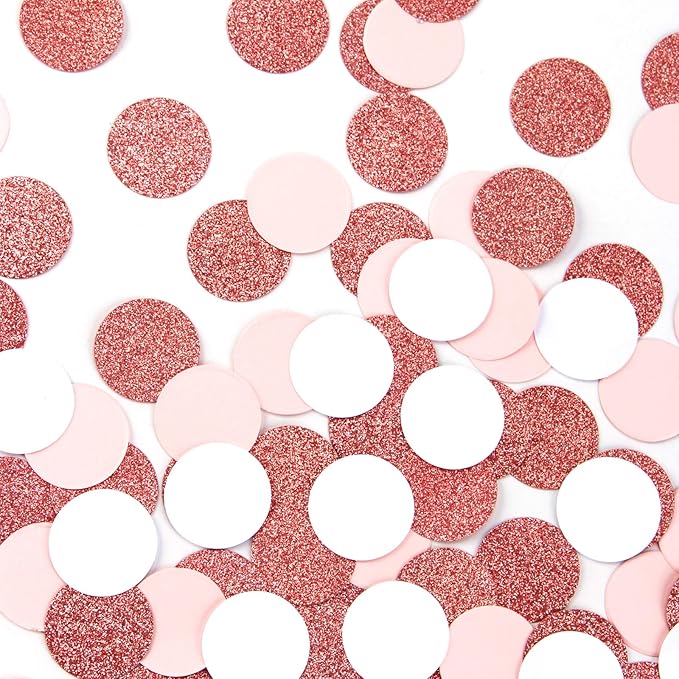 Rose-gold Pink-white Party Decorations Confetti - 300pcs Mothers Valentines Day Wedding Baby Bridal Shower Girl Birthday Party Glitter Paper decor Table Decoration Bachelorette Engagement Decor