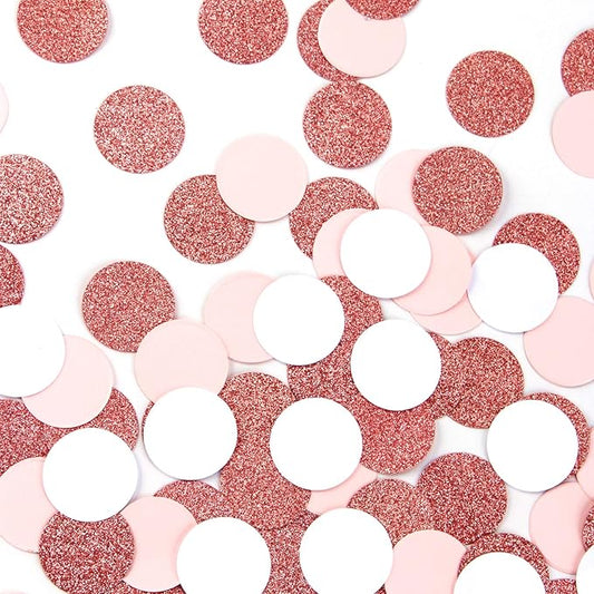 Rose-gold Pink-white Party Decorations Confetti - 300pcs Mothers Valentines Day Wedding Baby Bridal Shower Girl Birthday Party Glitter Paper decor Table Decoration Bachelorette Engagement Decor