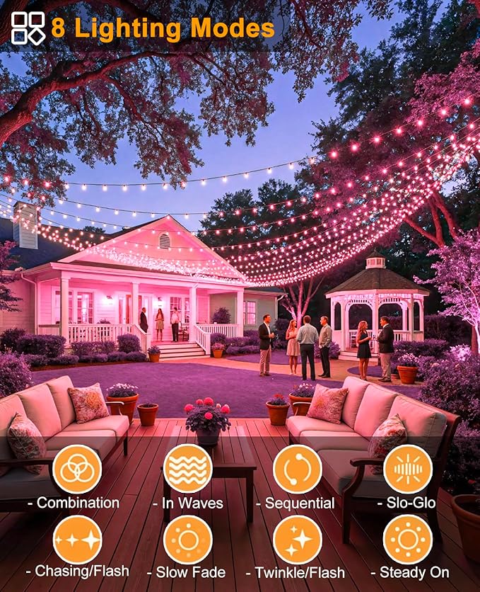 80FT 240 LED Christmas Lights Outdoor, Plug in String Lights for Outside Waterproof, 8 Modes Connectable Green Wire Twinkle Fairy Lights for Indoor Home Garden Patio Party Holiday Decorations, Pink