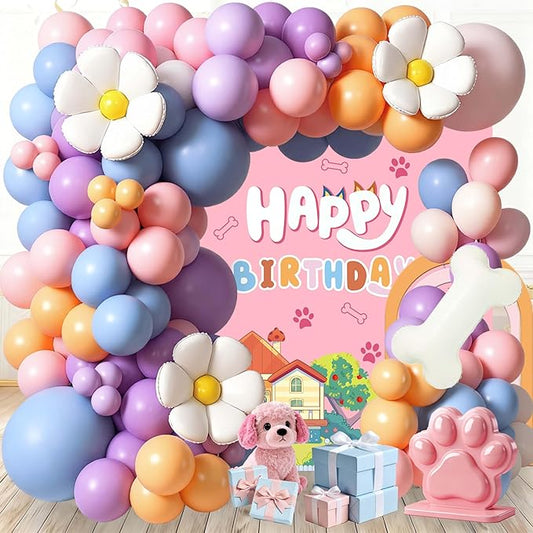 100pcs Hawaii Balloons Garland Arch Kit with Balloons for Birthday Decorations,Party Supplies for boys Girls (Pink Paw)