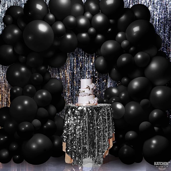 KatchOn, Black Balloons Arch Kit - Pack of 97 | Black Balloon Different Sizes for Birthday Decoration | Halloween Balloons for Halloween Decorations | Anniversary, New Year Decorations