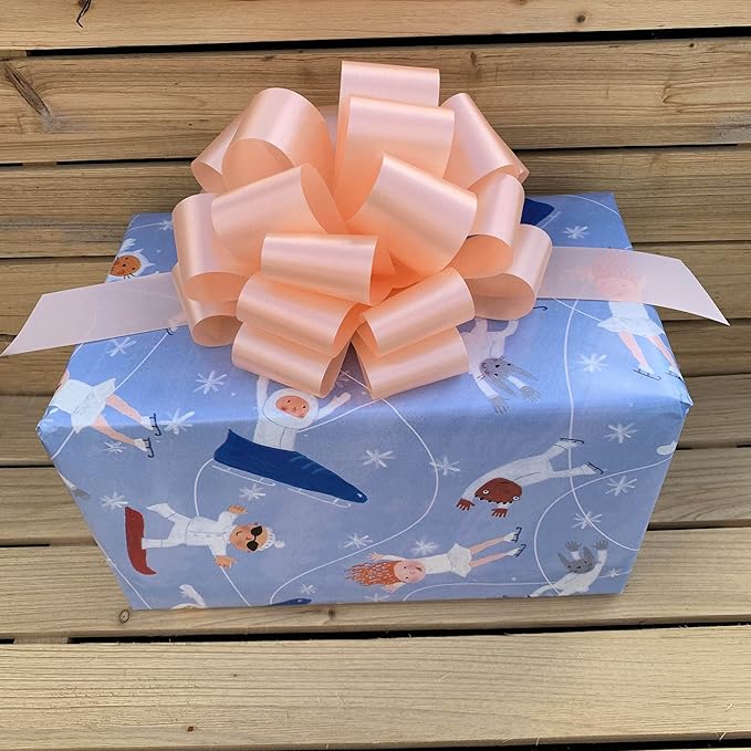 Large Peach Ribbon Pull Bows - 9" Wide, Set of 6, Gift Basket, Presents, Wreath, Mother's Day, Birthday, Baby Shower, Decoration, Classroom, Office, Christmas, Easter