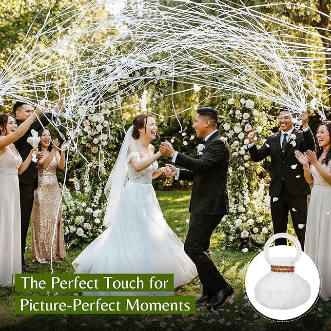 10 Pack Hand Throw Streamers, No Mess Confetti Poppers White Paper Crackers for Birthday, Wedding, Party Celebrations