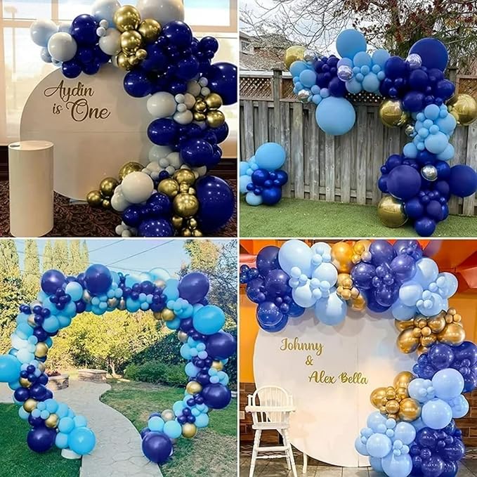 Blue Balloons Garland Arch Kit,130pcs Different Sizes Royal Blue Balloon Navy Blue Balloon Light Blue Balloons for Baby Shower Birthday Graduations Anniversary Party Decorations
