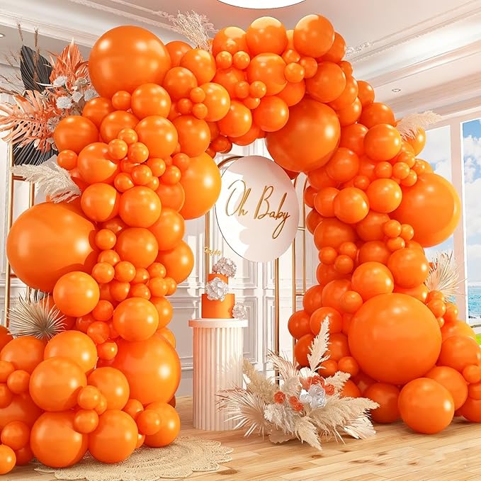 412pcs Orange Balloons 18 12 10 5 Inch Orange Balloon Garland Arch Kit Different Sizes Matte Latex Balloons for Baby Shower Christmas Birthday Festival Happy Fall-Themed Parties Party Decoration