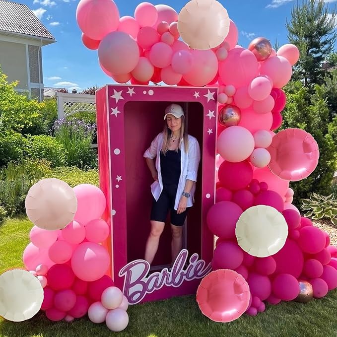 TONIFUL 30Pcs 18 Inch Balloons Large Pink and Cream White Round Shape Foil Ballons Big Round Helium Mylar Decorations for Birthday Wedding Baby Shower Anniversary Engagement Party Supplies