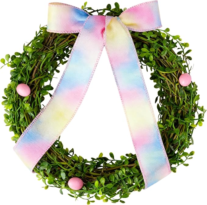 Meseey 1.5 Inch x 10 Yards Pastel Wired Ribbon, Rainbow Gradient Pastel Ribbons for Easter Wreaths, Gift Wrapping, Easter Baskets, Crafts, Spring Party Decorations