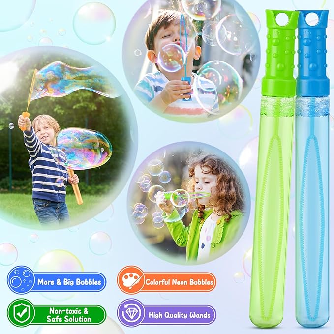48 Pack Big Bubble Wands Bulk in 6 Colors,Ideal for Easter, Summer, Halloween, Valentine, Classroom Prizes
