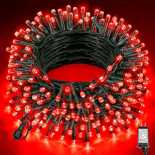 80FT 240 LED Christmas String Lights, Plug in Red Christmas Lights Outdoor Waterproof, 8 Modes Connectable Fairy Twinkle Lights for Indoor Home Garden Patio Party Holiday Decorations