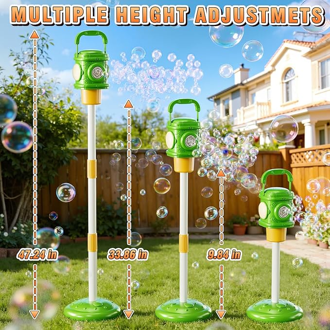 Bubble Machine for Toddlers 3-5, Bubble Blower Maker Lights Music with Remote Control, Standing Bubble Blower for Parties Birthday Wedding Toddlers Kid Summer Outdoor Toys