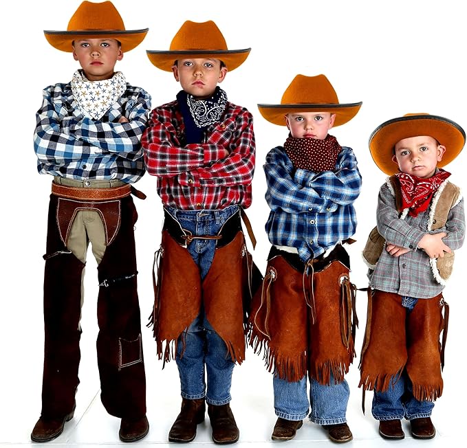 4 Pack Kids Cowboy Hat Felt Western Cowboy Hat Wide Brim Cowgirl Hat for Boys Girls Cosplay Party Costume Accessory