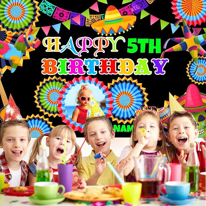 Custom Space Mexican Fiesta Carnival Happy Birthday Party Decorations Supplies Personalized Mexican Fiesta Carnival Birthday Backdrop Banner(6x9ft)
