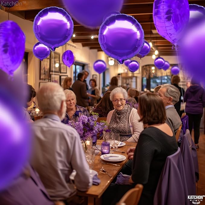 Katchon, Metallic Purple Mylar Balloons - 18 Inch, Pack Of 6 | Purple Foil Balloons for Halloween Decorations | Foil Balloon for Graduation Decorations 2026 | Unicorn, Mermaid Party Decorations