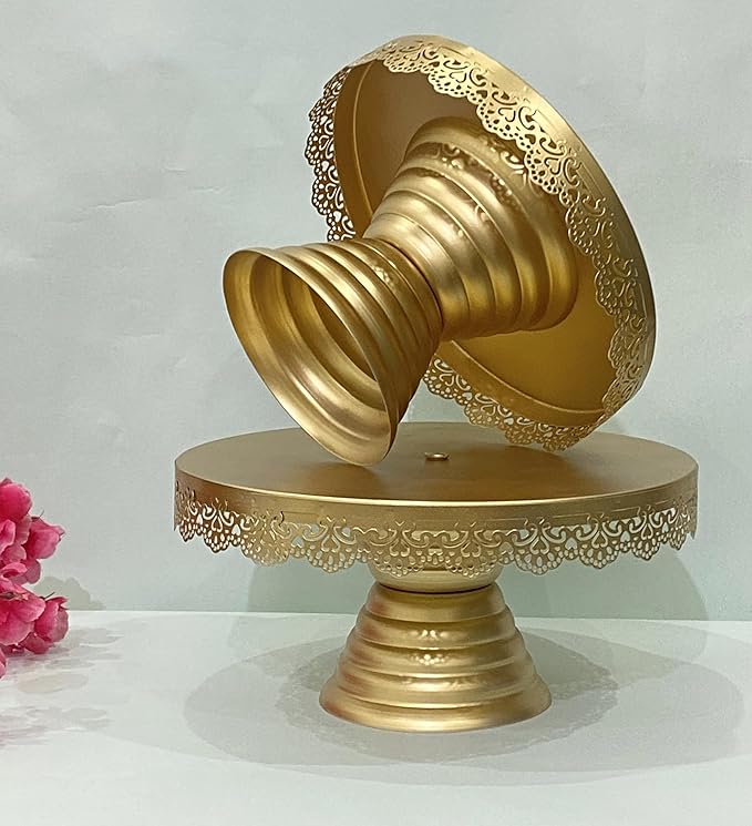 Premium Metal Cake Stand Elegant Centerpiece for Cakes, Cupcakes, and Desserts Display Stand for Weddings, Parties, and Special Occasions Pedestal (Set of 2)