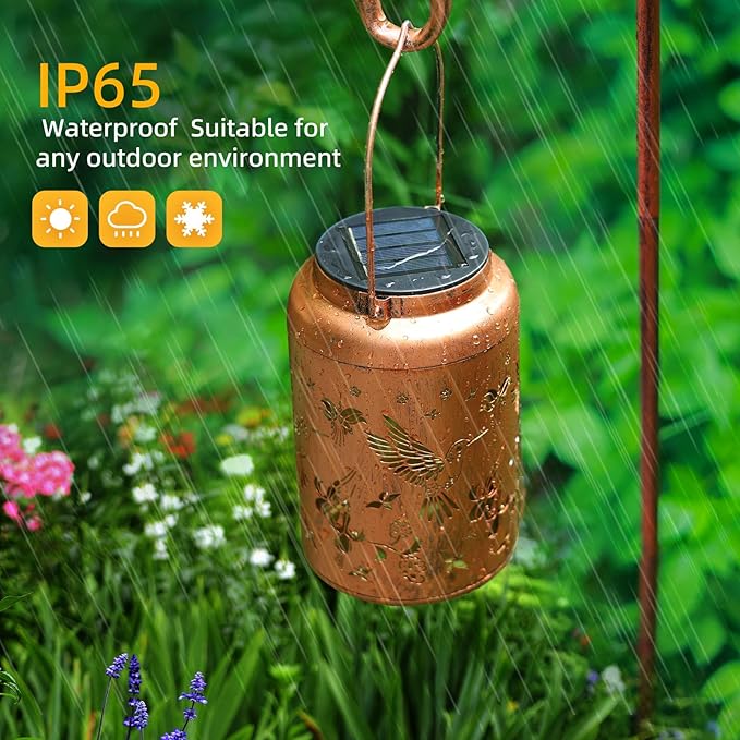 Hummingbird Solar Lanterns Outdoor Waterproof Hanging,Solar Lights Metal Summer Decor Garden,Patio,Yard,Lawn,Backyard,Front,Porch Mothers Day Gifts for Women Mom Grandma Men