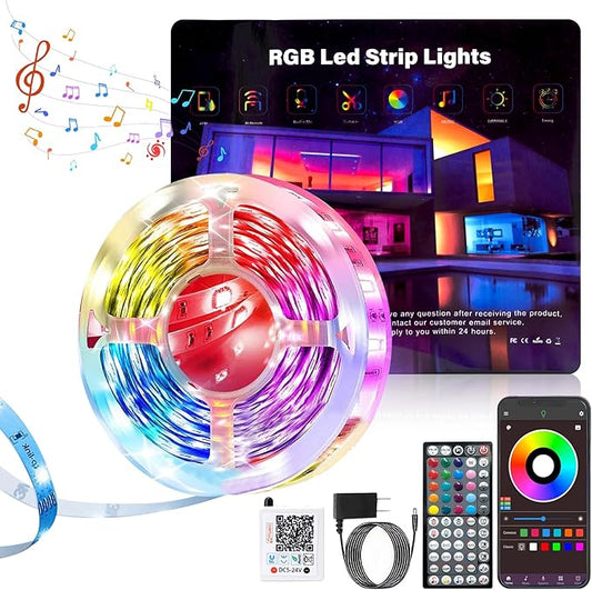 NBBUFF LED Lights for Bedroom 100FT, RGB LED Strip Lights Music Sync, DIY Color Changing LED Light Strip with Remote & App Controll, Led Lights for Room Decor Tape Lights Ambiant Lighting (1 Roll)