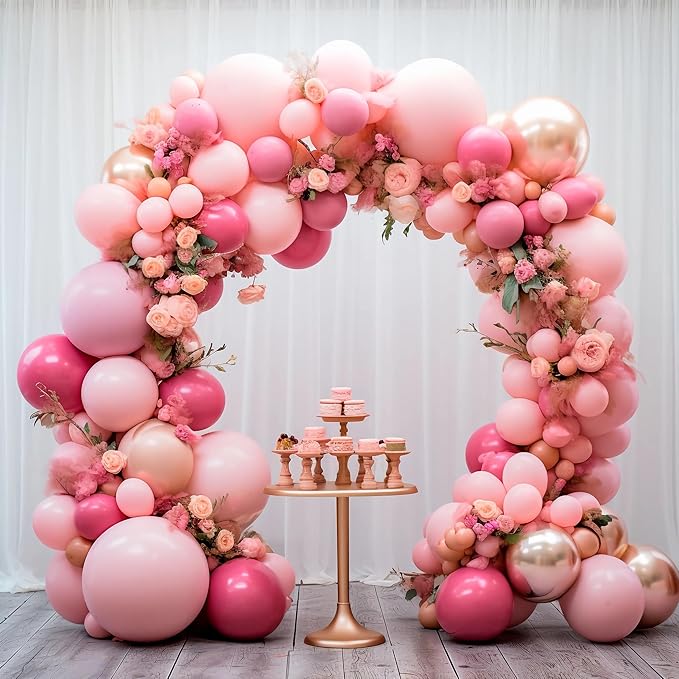 Valentines Day Decorations 155Pcs Rose Red Macaroon Pink Metallic Chrome Gold Latex Balloon Garland Arch Kit for Birthday Anniversary Wedding Romantic Bridal Shower Galentines Day Decor