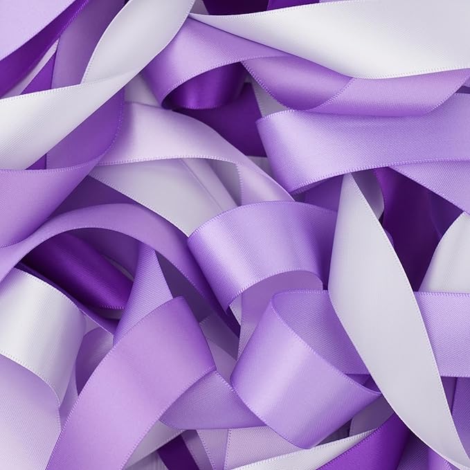 MAYREEL Purple Satin Ribbon 1 Inch Lilac Lavender Ribbon for Gift Wrapping Wedding Bridal Shower Crafts 5 Rolls 10 Yards Each Color Total 50 Yards